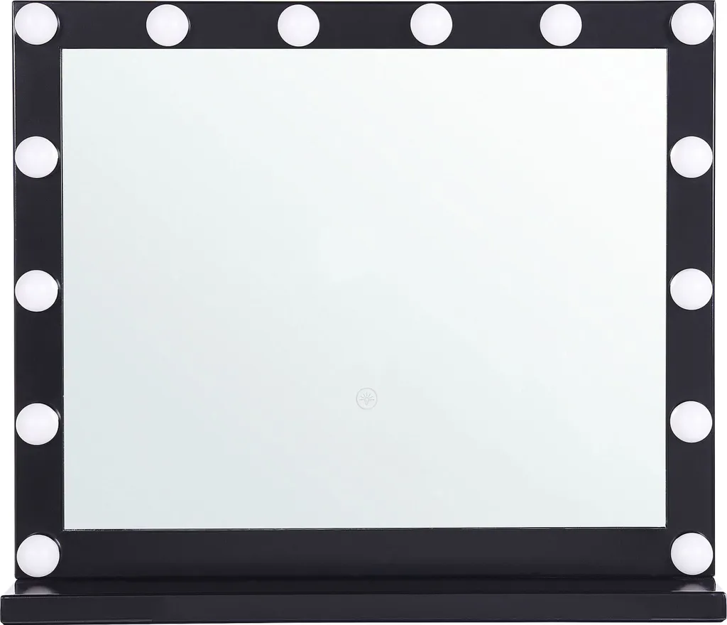 Miroir Hollywood LED Noir 50x60 cm Éclairage Intégré et Cadre en Métal