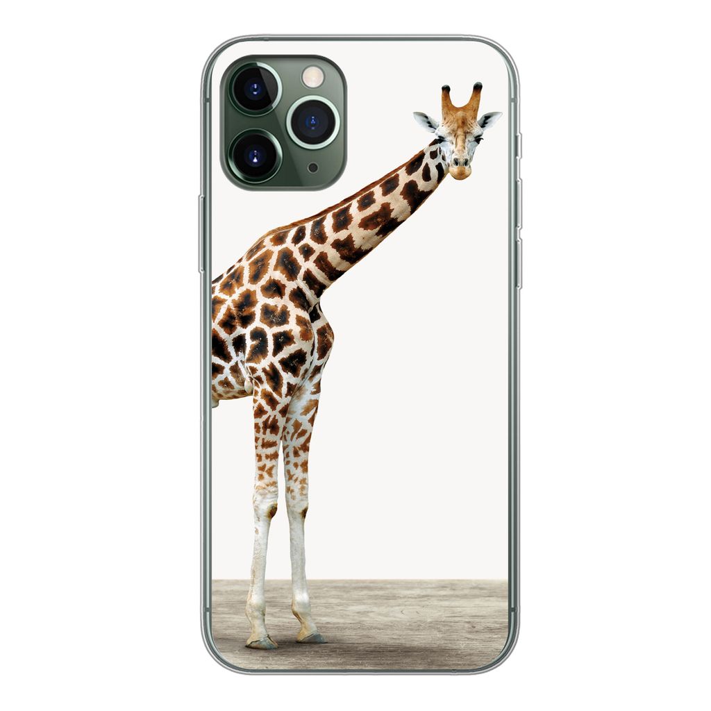 MuchoWow Handyhülle Schutzhülle Hülle für iPhone 11 Pro Giraffe - Tiere - Weißer Hintergrund - Kinder - Junge - Mädchen Silikon Softcase Ha...
