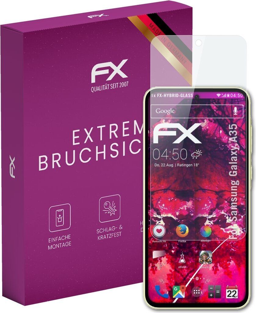 atFoliX FX-Hybrid-Glass Displayfolie kompatibel mit Samsung Galaxy A35 Glasfolie