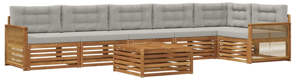 vidaXL Outdoor-Sofagarnitur mit Kissen 7 pcs Natürlich und Hellgrau