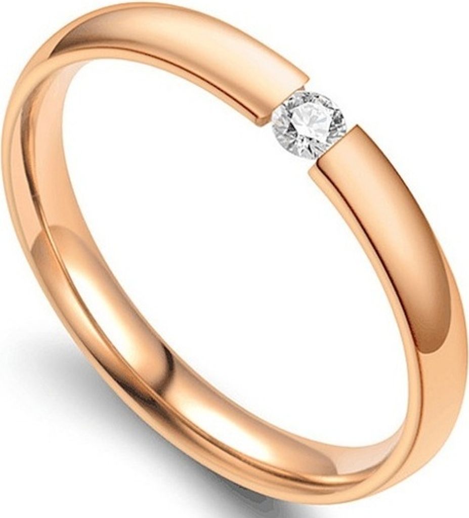Ursula Damenring - Eleganter Gold/Rosa Ring mit Zirkonia, Größe 57mm KP17294