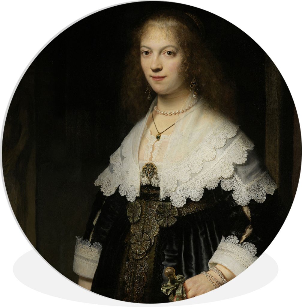 MuchoWow Rundes Wandbild - Runde Bilder Porträt einer Frau, möglicherweise Maria Trip - Gemälde von Rembrandt van Rijn Ø 30 cm Kreis Wanddeko...