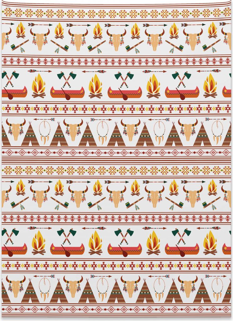 Abakuhaus Ethnisch Wandteppich, Indianische Grenzen aus Weiches Mikrofaser Stoff Kein Verblassen Klare Farben Waschbar, 110 x 150 cm, Ringelblume W...