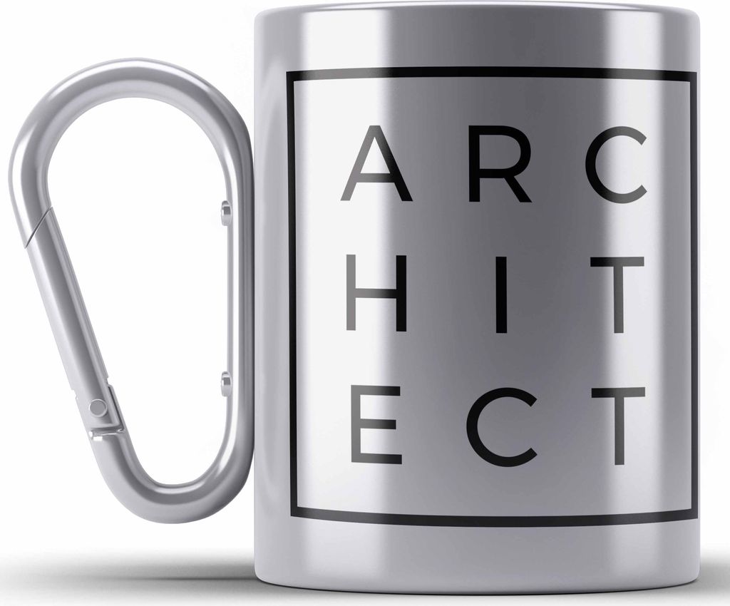Trendation - Architekt Geschenke Edelstahl Tasse Karabiner Lustig Karabiner Edelstahl Tasse Karabiner Edelstahl mit Spruch Architektur Architekten ...