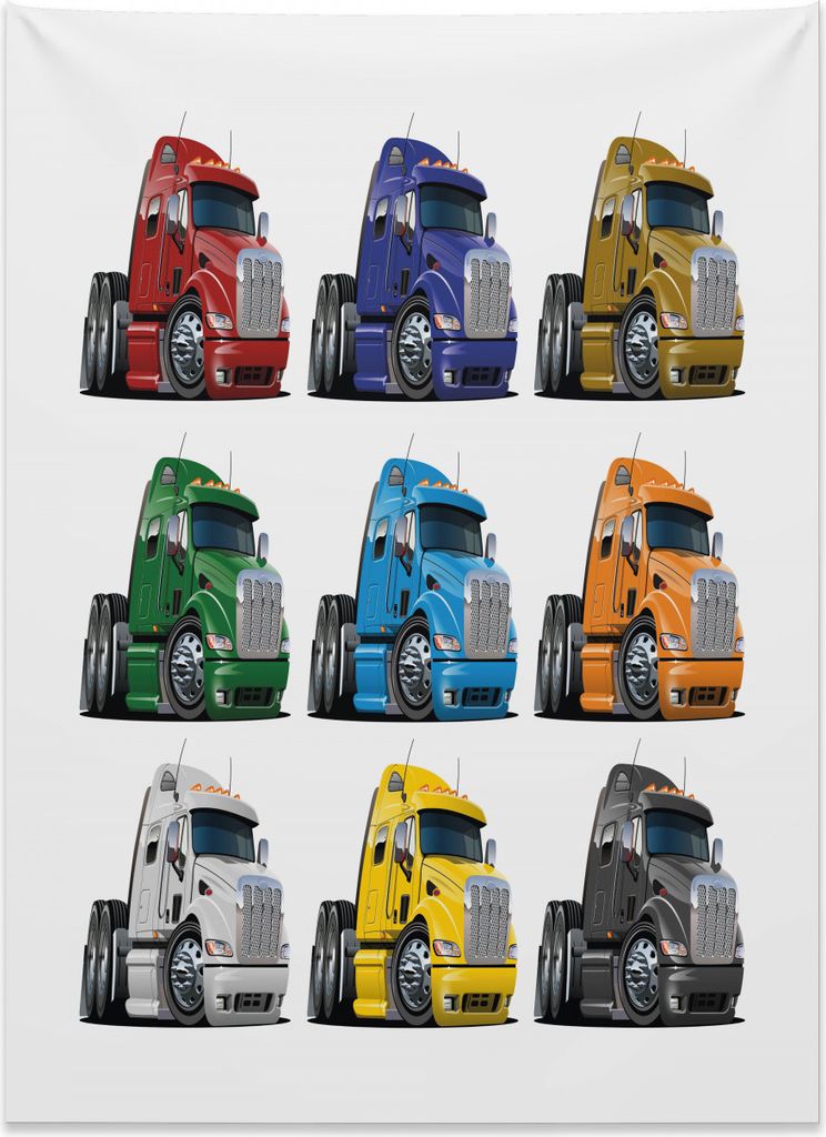 Abakuhaus LKW Wandteppich, Bunter Transport aus Weiches Mikrofaser Stoff Kein Verblassen Klare Farben Waschbar, 110 x 150 cm, Mehrfarbig