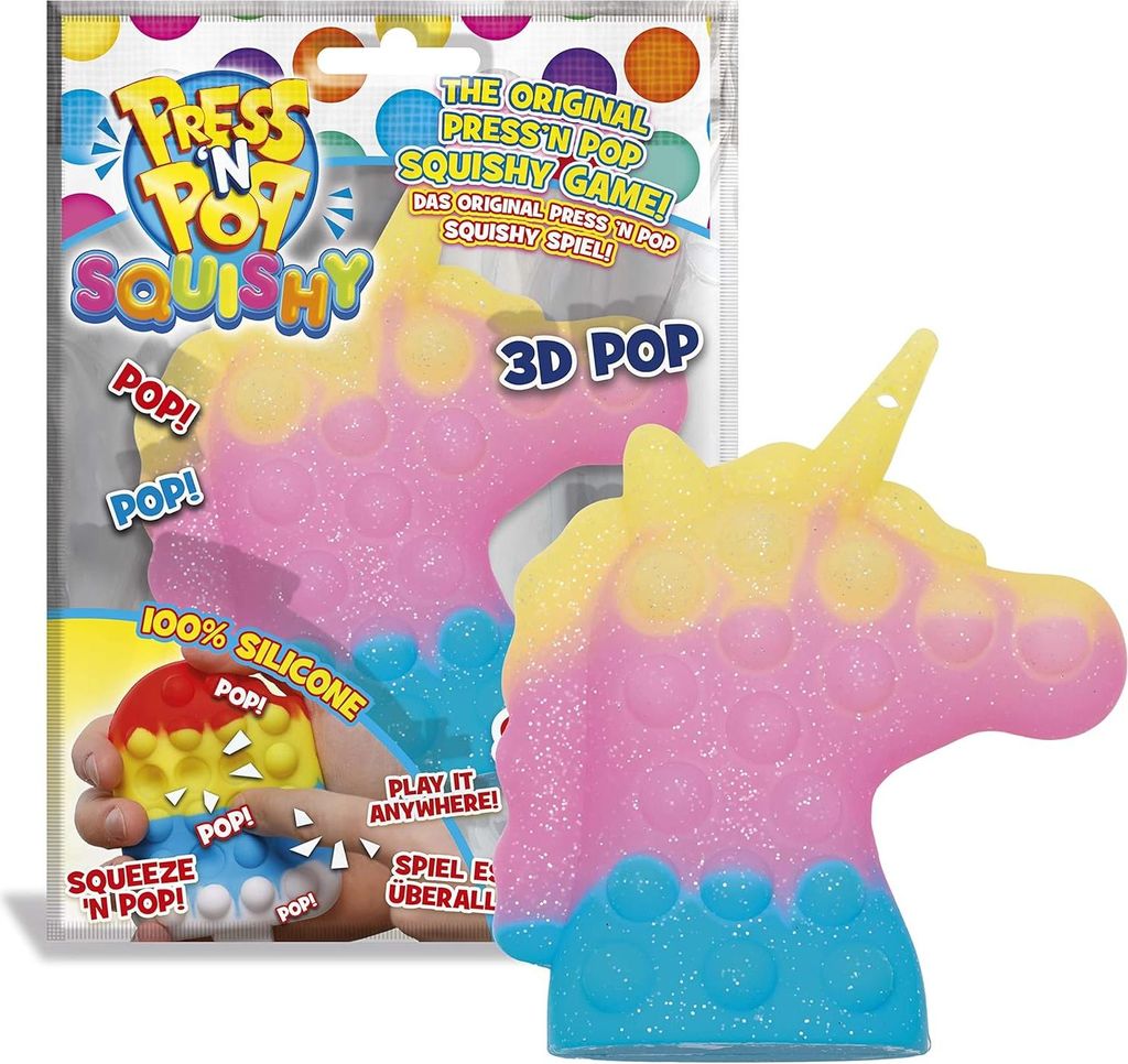 Press N Pop Craze PressNPop Squishy, Fidget Toy sensorisches Anti Stress Spielzeug für Kinder Erwachsene Bubble Set Herzform Bunte Motive 42014, w...