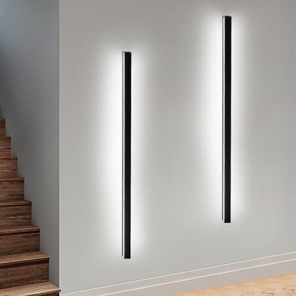 ZMH LED Wandleuchte Innen Wandlampe Schwarz - 100CM 2er Wandbeleuchtung Wohnzimmer Modern Flurlampe Wand 32W Schlafzimmerlampe Metall Treppenhaus B...
