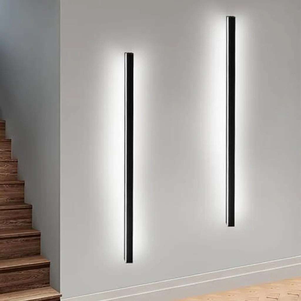 ZMH Applique Murale LED Intérieure Noire 100cm 32W Design Modern 2 Pièces