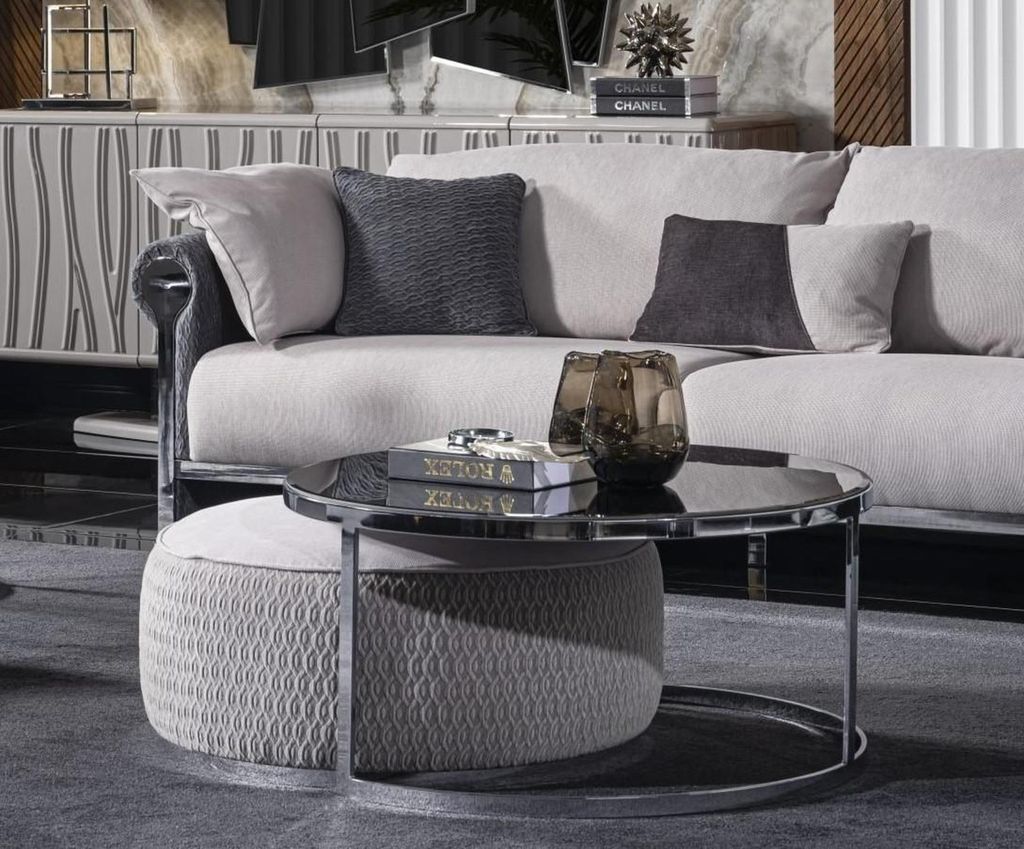 Silberner Metall Couchtisch modern elegant zeitlos