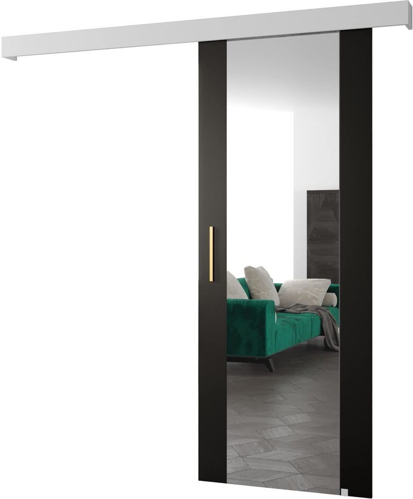 MEBLE KRYSPOL Salwador 2 Schiebetür, 90x204 cm, Schwarz , Weiß, Gold