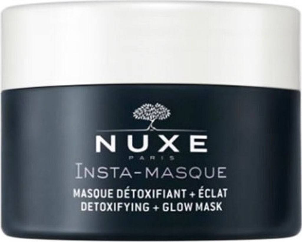 A product shot of a Nuxe Insta-Masque Detoxifying + Glow Mask jar.