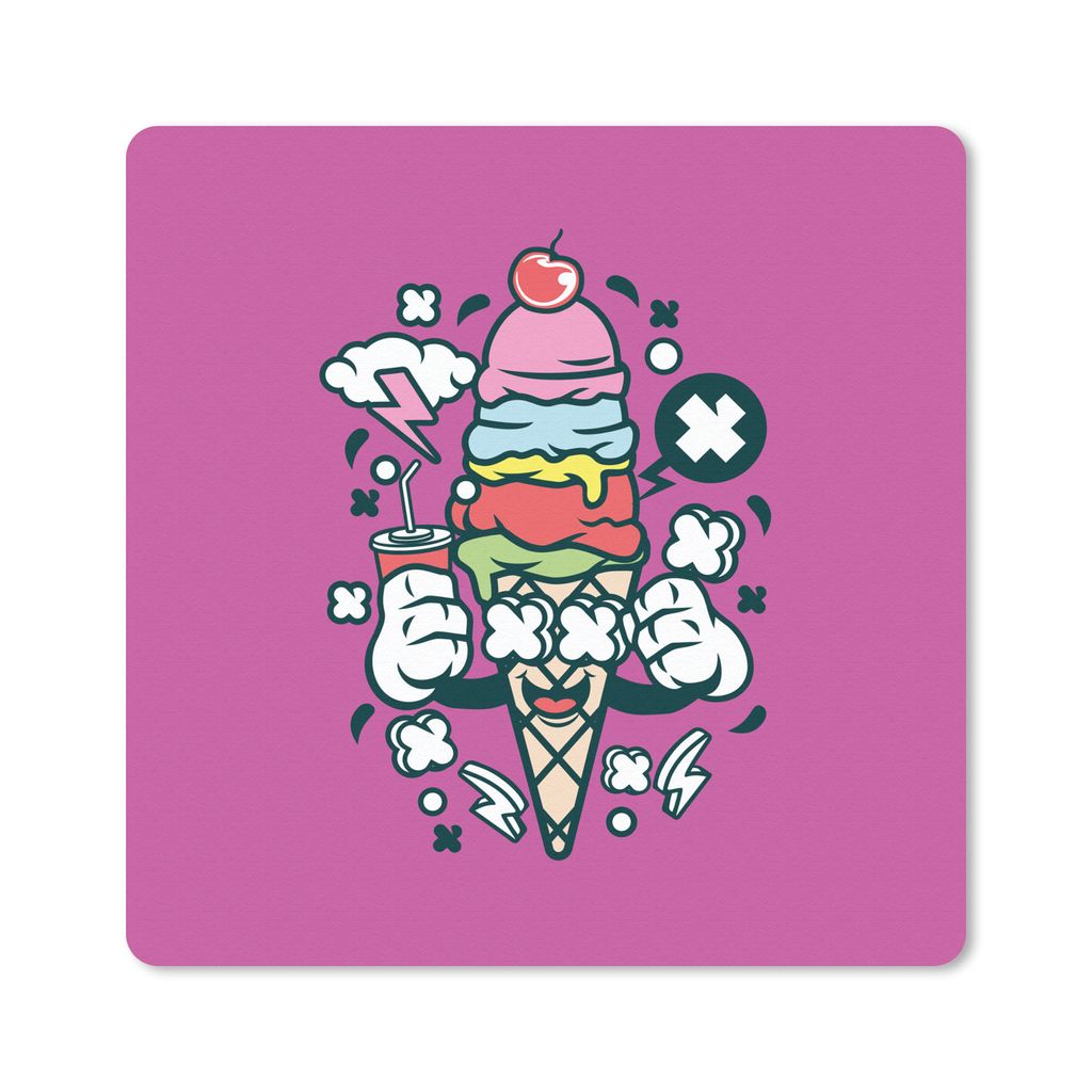 MuchoWow Mauspad Mousepad Eiscreme - Vintage - Becher 20x20 cm - Mousepads - Maus Mat - Pad - Mausunterlage - Desk Mat - Bureauartikeln