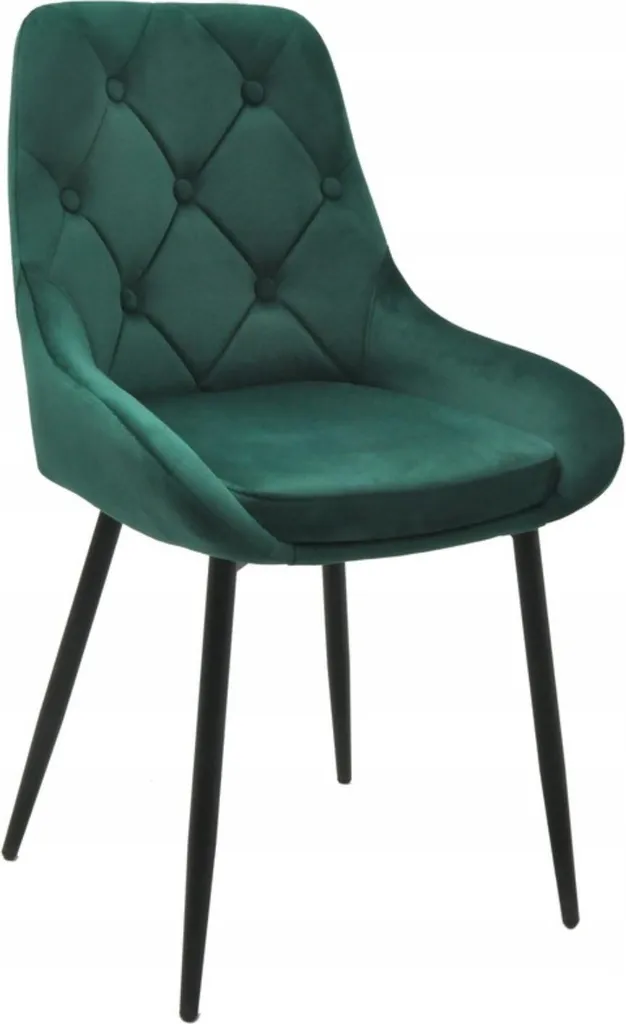 Chaise en velours PARIS vert foncé rembourrée pour table de séjour
