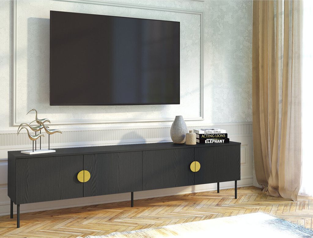TV Lowboard in Schwarz 200 cm MOLONG-166