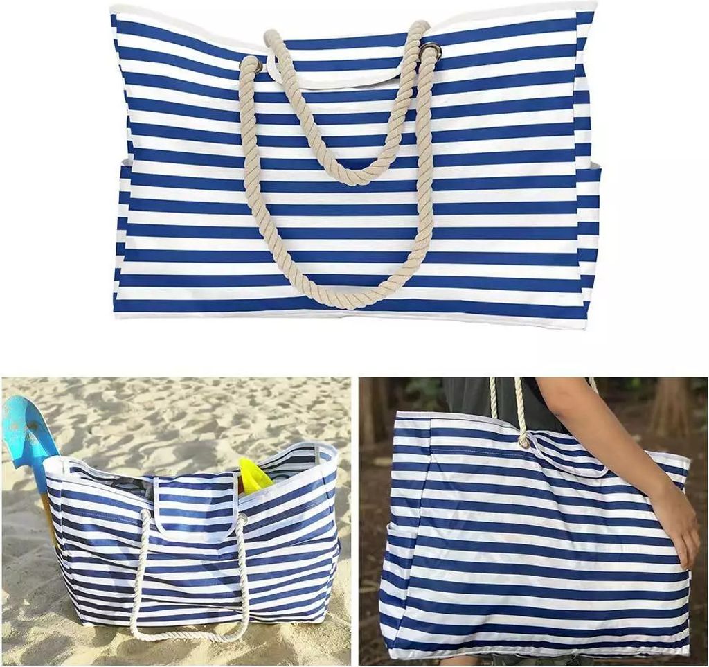 Strandtasche, Schultertasche aus Segeltuch, groß, Produktbild 