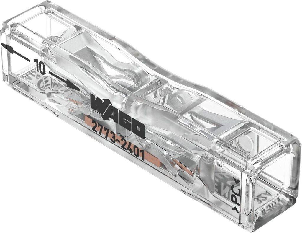Wago 2773-2401 Durchgangsverbinder Steckklemme max. 4 mm²; 2 Leiter; transparent 10 Stück