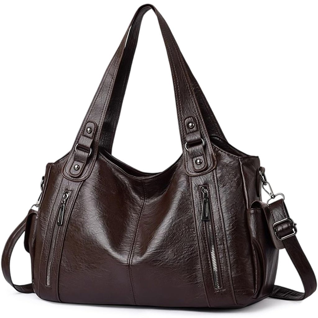 Große Damen Shopper Tasche aus Kunstleder im Vintage-Stil Produktbild 