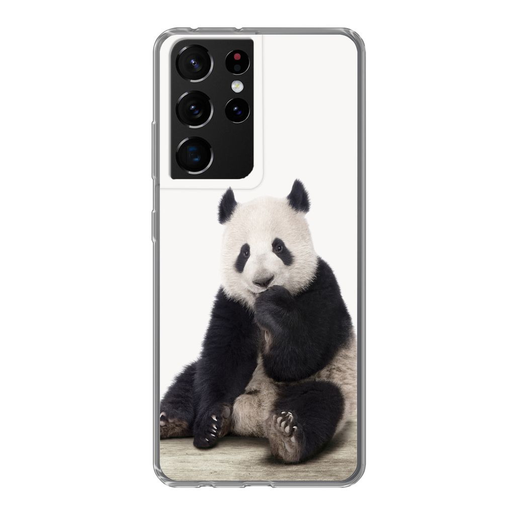 MuchoWow Handyhülle Schutzhülle Hülle für Samsung Galaxy S21 Ultra Panda - Tiere - Jungen - Mädchen - Pandabär Silikon Softcase Handy Hüll...