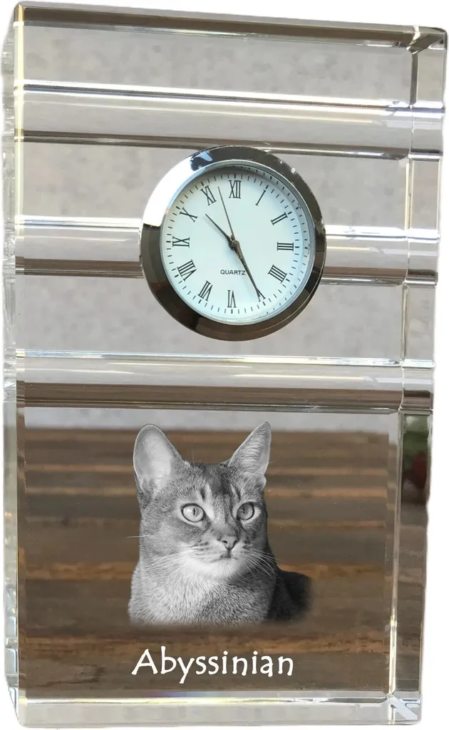 Horloge sur pied personnalisée Chat Abyssin - Photo verre de qualité