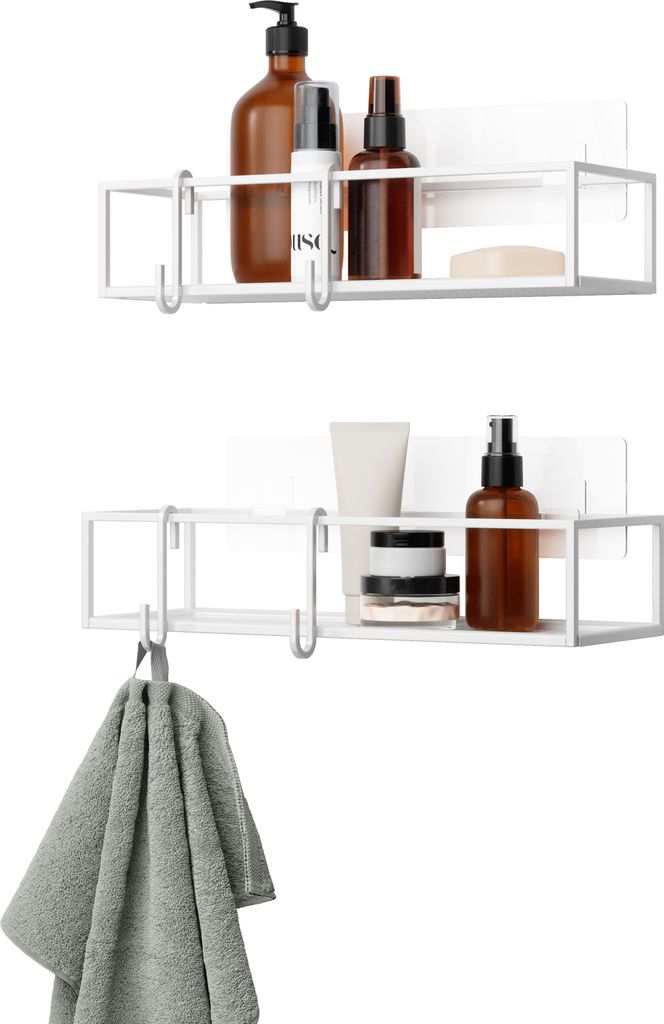 Umbra Cubiko Duschregale zum Kleben, 2er-Set Weiß