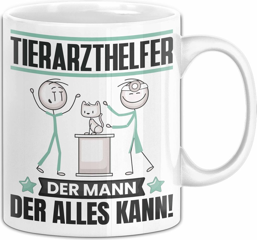 Tierarzthelfer Tasse Geschenk für Tierarzthelfer Der Mann Der Alles Kann Geschenkidee zum Geburtstag (Weiß)
