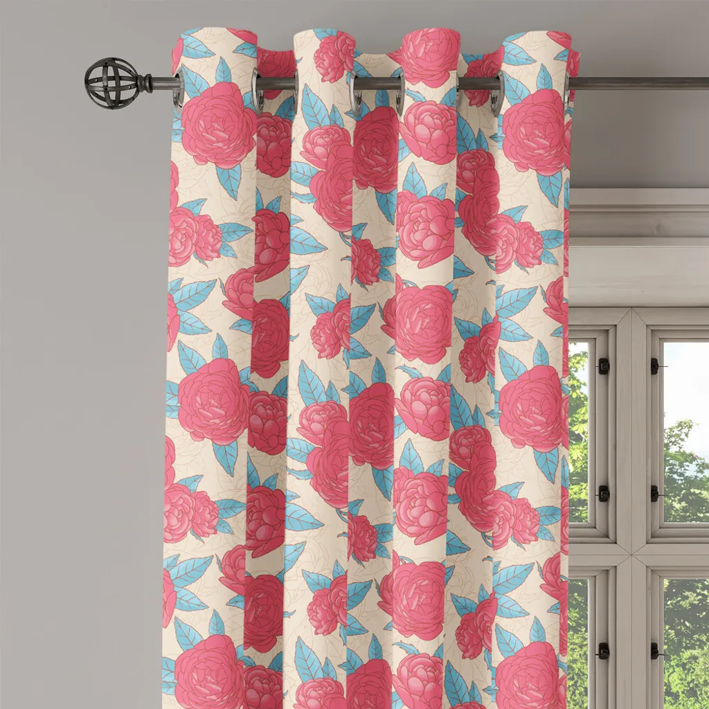 ABAKUHAUS Rideaux à œillets composition rose romantique 280x245 cm - 2