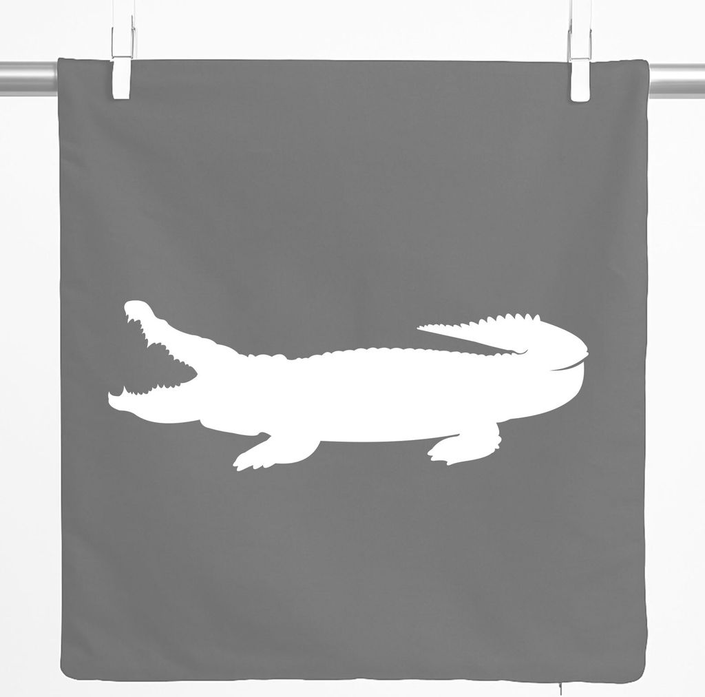Huuraa Kissenbezug Krokodile Silhouette 40x40cm Steel Grey Baumwolle Dekokissenbezug Geschenkidee