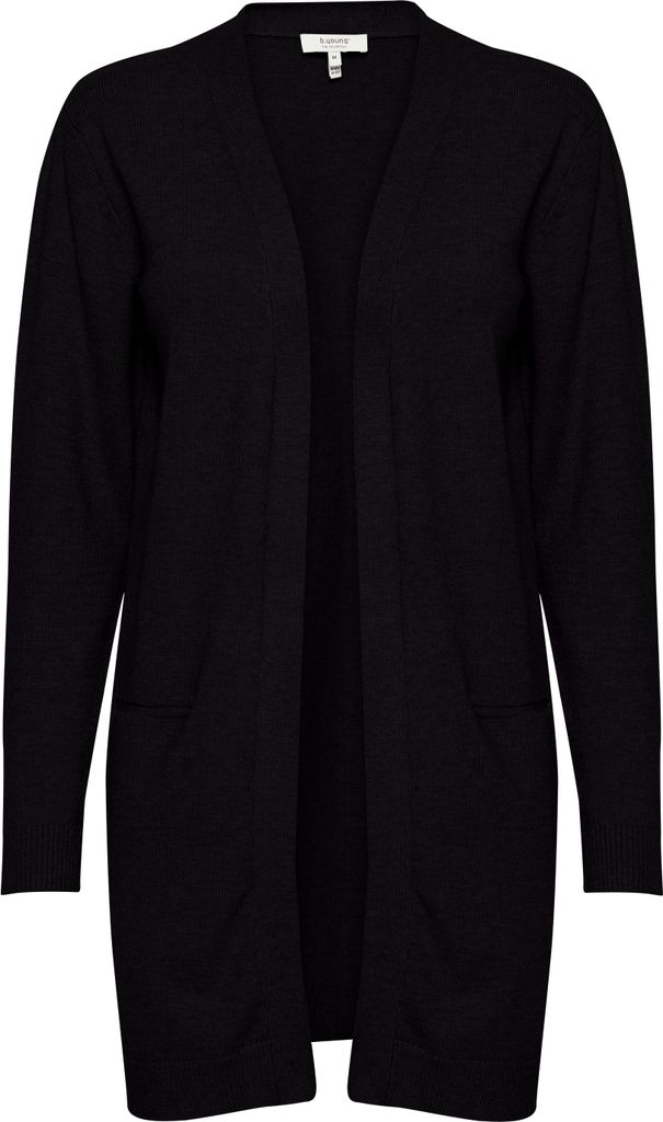 b.young BYNONINA Damen Lange Strickjacke Feinstrick Cardigan Longstrickjacke mit Eingrifftaschen Rippbündchen Relaxed fit