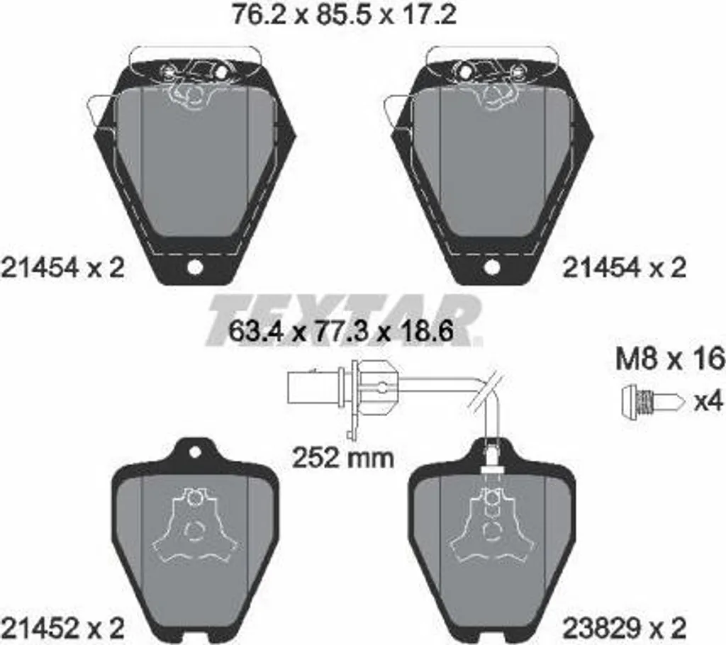 Plaquettes de frein TEXTAR 2145401 haute longévité OE 4B0698151AE Audi A6