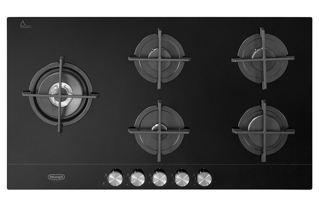 De'Longhi NSL 590D NCM Einbau-Gaskochfeld, 90 cm, 5 Brenner, Schwarz