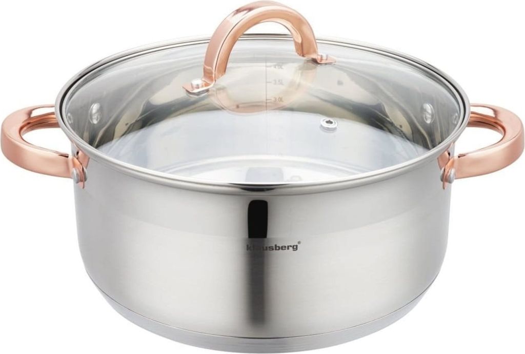 Klausberg Vaporiera In Acciaio Inox 3 Pezzi 22 Cm: Set Per Cucina A Induzione, Capacità 4 Litri, Cottura Sana