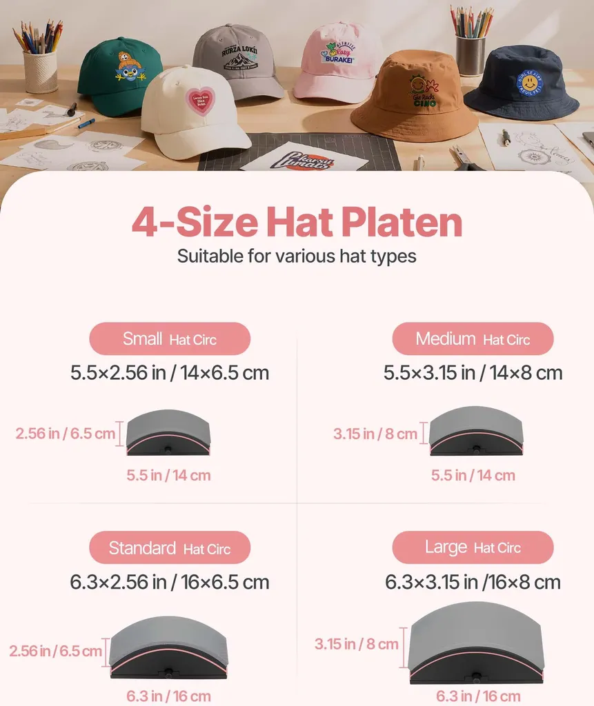 Presse à chapeau VEVOR rose avec 4 plaques interchangeables - 3