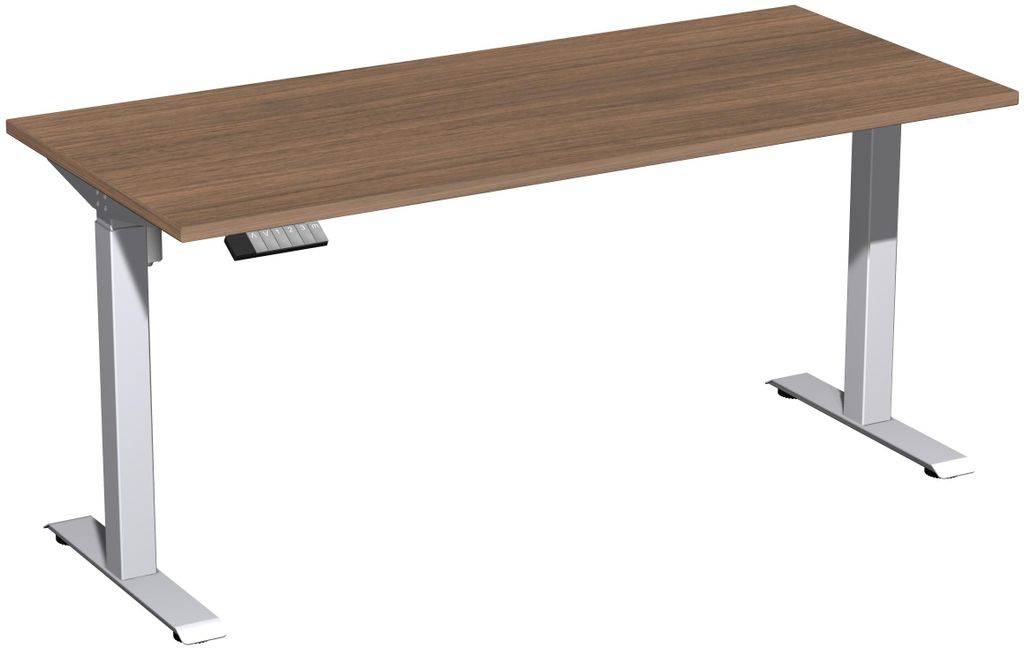 Elektro-Hubtisch höhenverstellbar, 1600x700x740-1175, Nussbaum/Silber