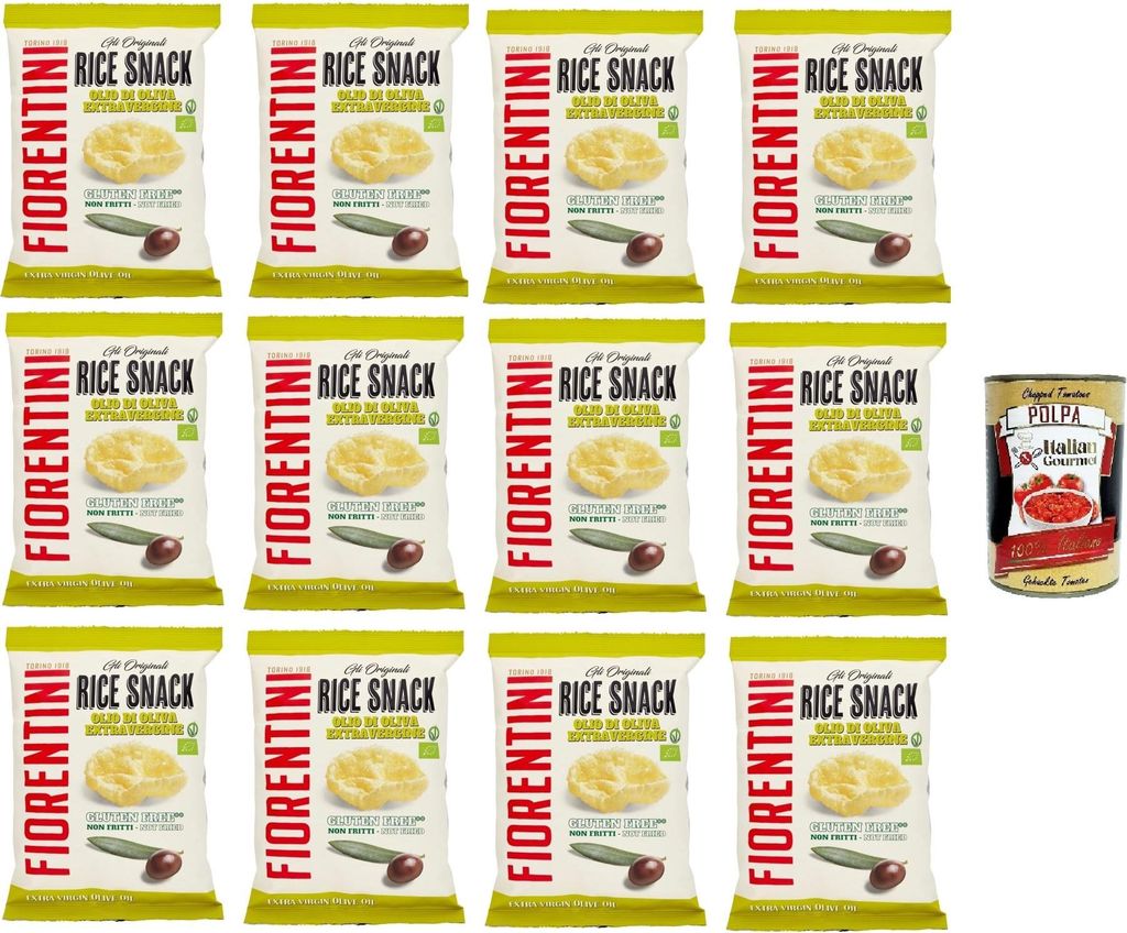 Fiorentini gli Originali Rice Snack Olio di Oliva Extravergine the Original Rice Snack Natives Olivenöl Extra 12x40 g+ Italian Gourmet polpa 400g