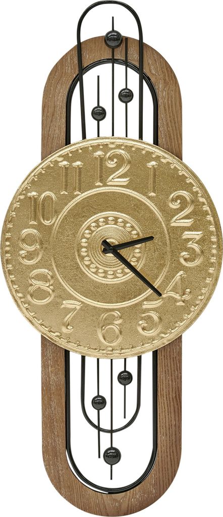 BELIANI Wanduhr Gold Eisenrahmen Schwarze Rahmen 36 x 83 cm Arabische Ziffern Vintage Retro Design