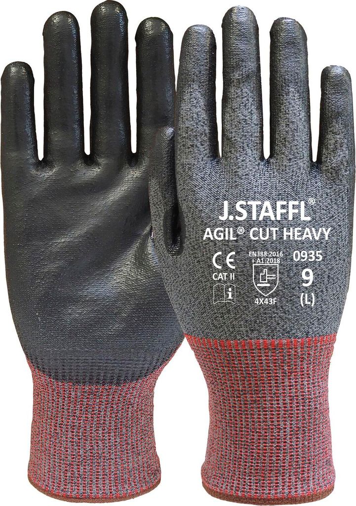 Staffl Agil Cut Heavy Schnittschutzhandschuh, Arbeitshandschuh, Schutzhandschuh, Sicherheitshandschuh, höchster Schnittschutz, HPPE Nylon Elasthan...