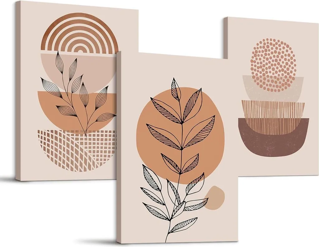 Idee Arredo: Set 3 Quadri Boho Arancione per Casa Moderna 30x40