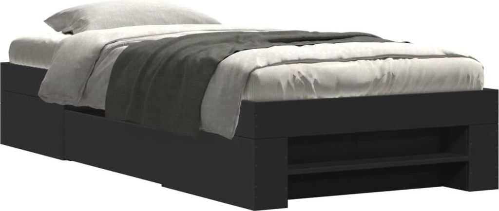 vidaXL Bettgestell Schwarz 90x200 cm Holzwerkstoff