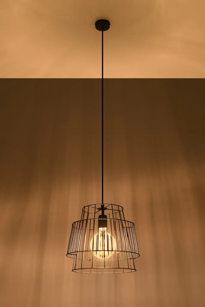 Sollux Lighting GATE Nero - Lampada a Sospensione E27 Acciaio 130cm - 10