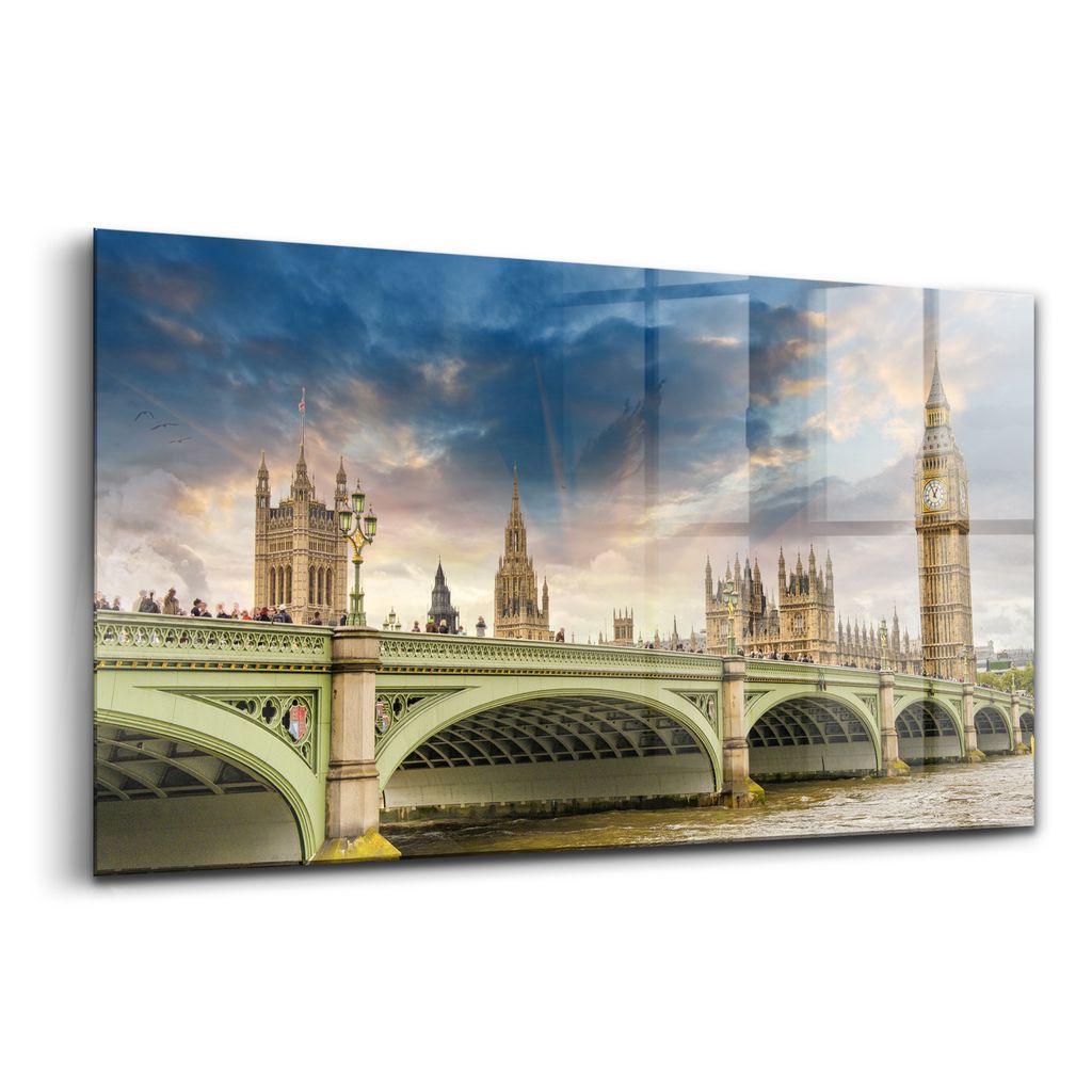 Glasmalerei - dekorative Malerei - moderne Malerei - 100x50 - Landschaft von London Architektur