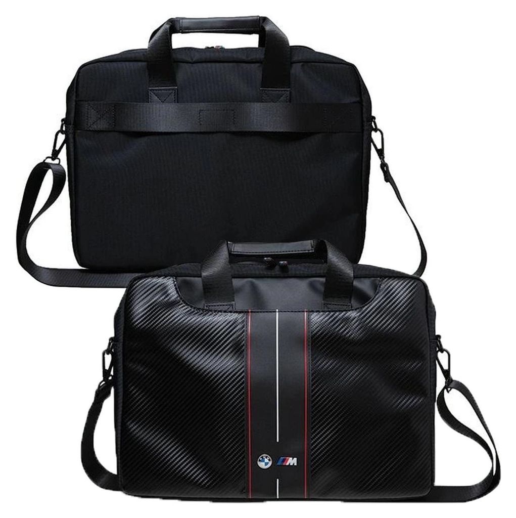 BMW Laptoptasche mit Carbon- und roten Streifen, 16 Zoll, Produktbild 