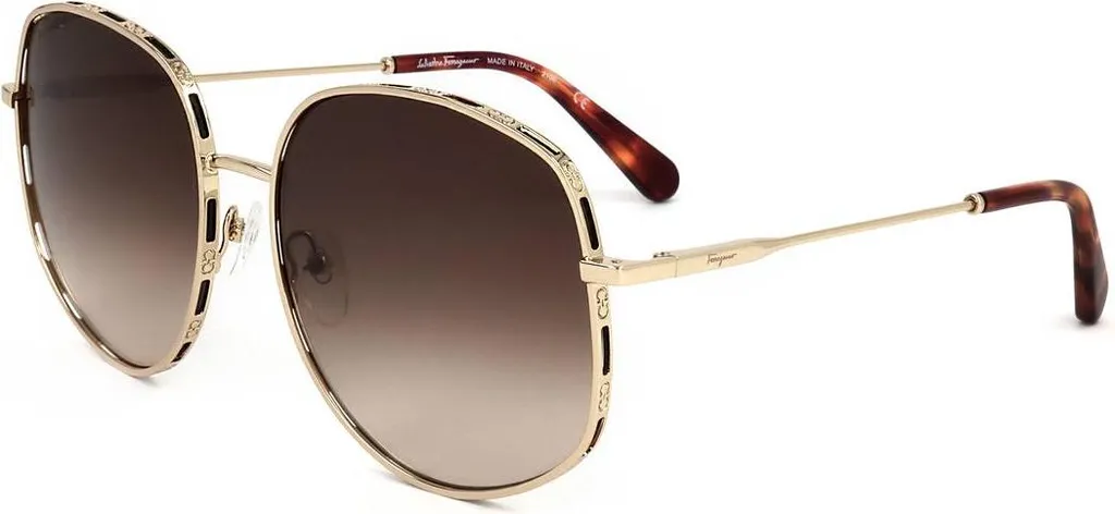 Ferragamo SF277S 735 Lunettes de Soleil Femme Gold et Red Tortoise