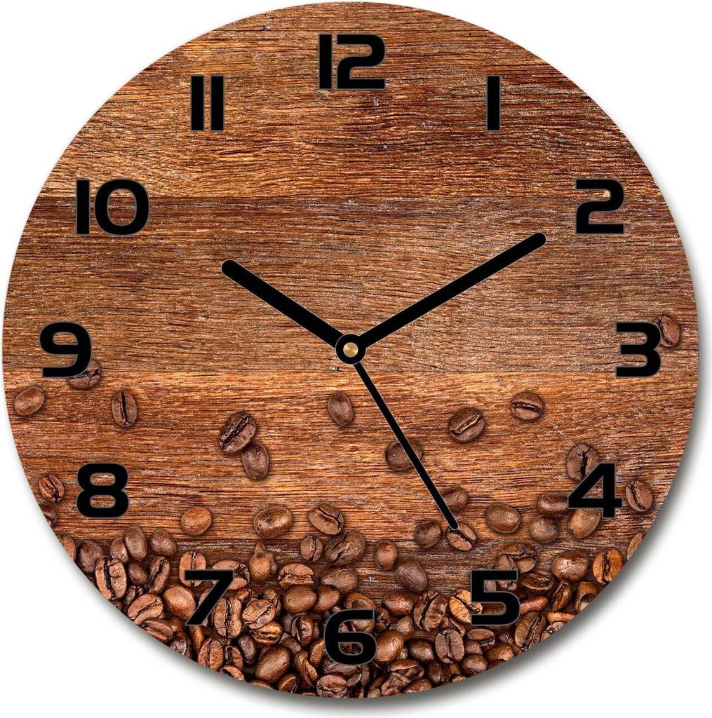 Wanduhr aus Glas 30fi Glasbild Glasuhr Gehärtetes Glas - schwarze-zeiger - Coffee beans