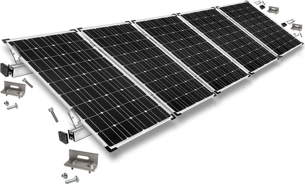Befestigungskit mit Stehfalzklemmen für Schrägdachmontage 5 Solarpanele Rahmenhöhe 30mm