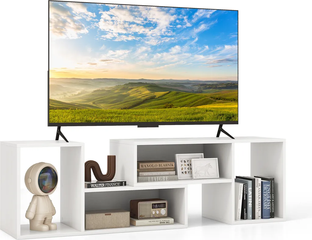 COSTWAY Mobile Porta TV Bianco Componibile - Centro Intrattenimento 60 Pollici