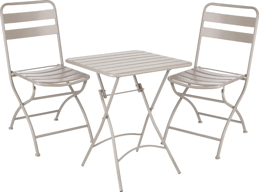 Salon de Jardin Pliable Evita - Solution Gain de Place en Métal Brun