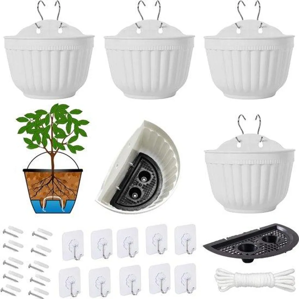 Porte-fleurs verticaux blanc moderne - Lot de 5 supports muraux design