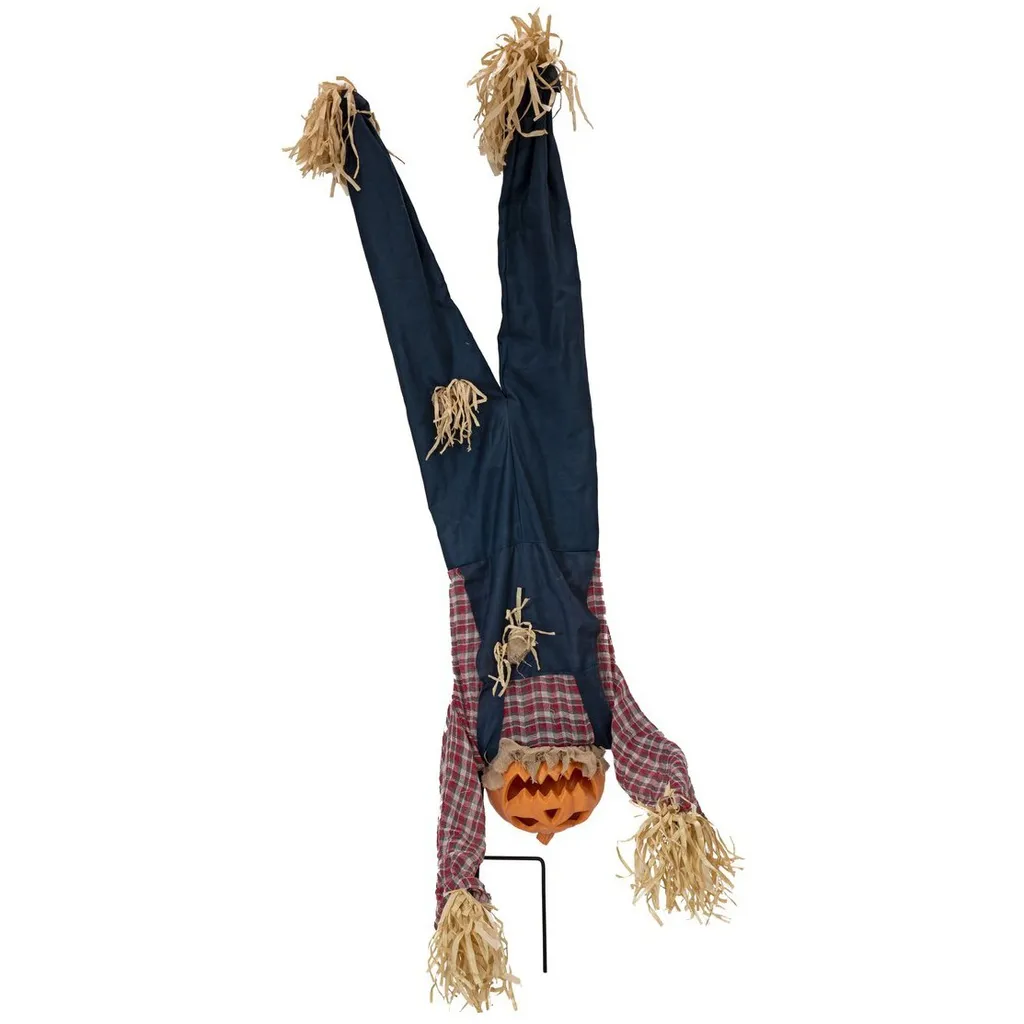 Épouvantail Halloween Tom Tête de Citrouille 153cm pour Décoration Extérieure