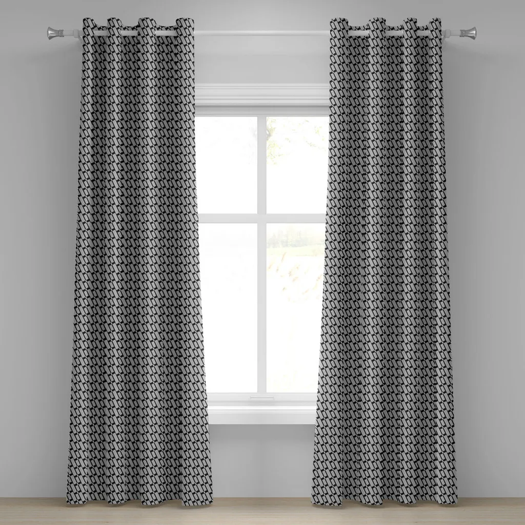 Rideau pour salon moderne noir et gris, motif abstrait 280 cm x 245 cm