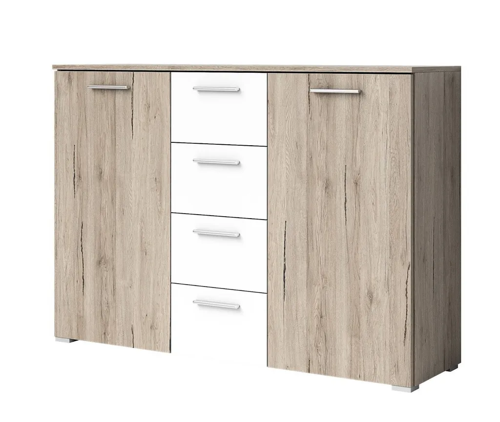 Commode compacte MARCELA style scandinave et finition chêne San Remo